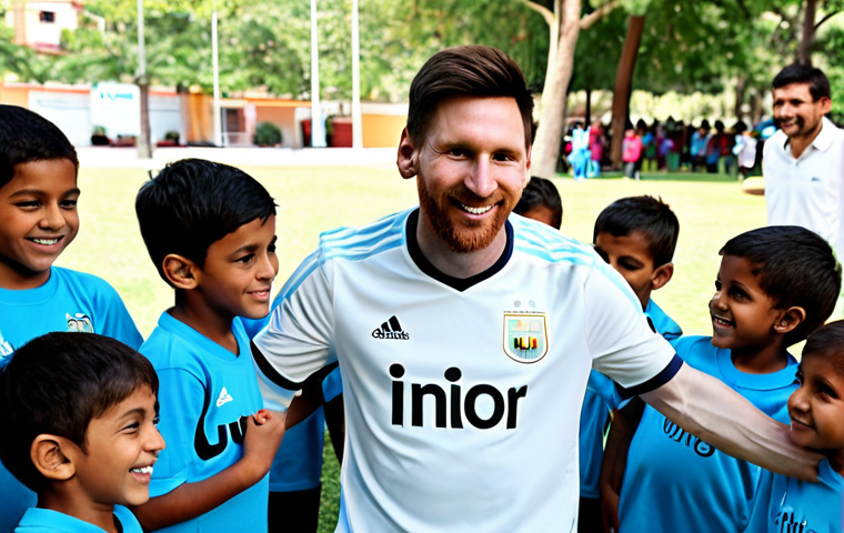 리오넬 메시 축구 커리어 - **Image:** A fully clothed Lionel Messi in his Inter Miami CF jersey, skillfully dribbling a soccer ...