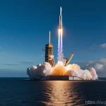 Home 2 엘론 머스크 스페이스X 혁신 - **Reusable Rocket Landing: Dawn of a New Era**
A highly detailed, photorealistic wide-angle shot...