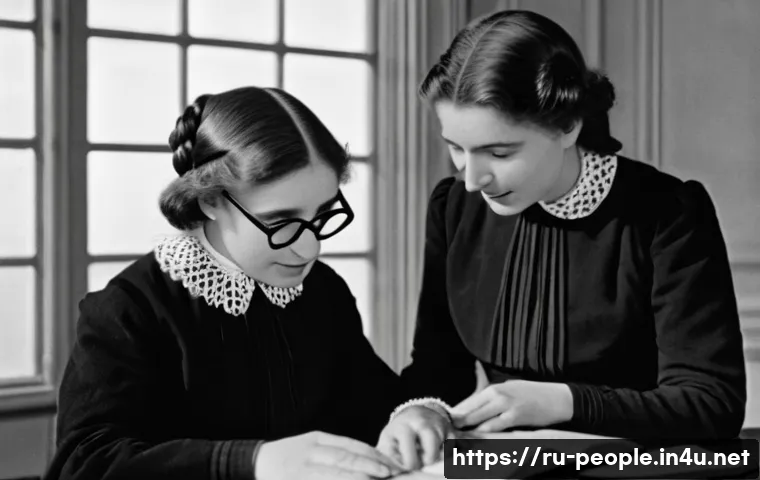 헬렌 켈러 여성 권리 운동 - A detailed portrait of Helen Keller as a young woman in a 19th-century American university setting, ...