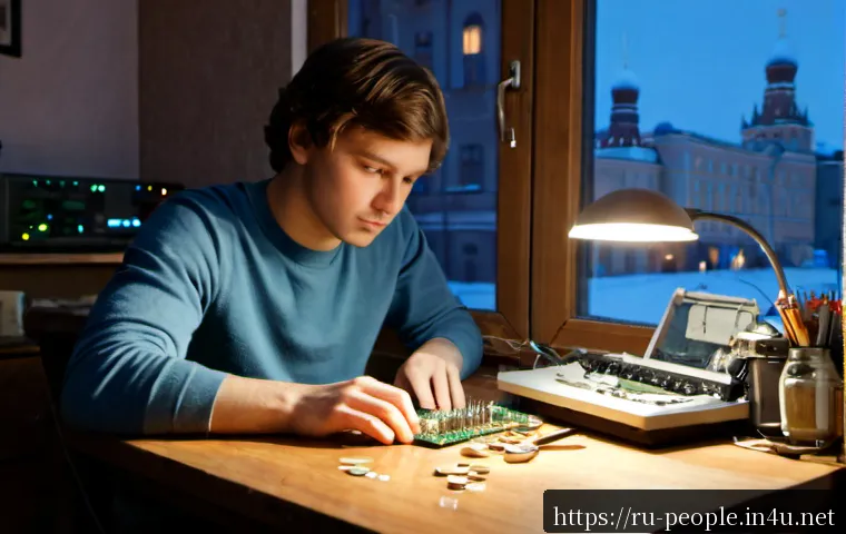 스티브 잡스 인생의 교훈 - Photorealistic cinematic scene of a young visionary technology entrepreneur in a modest Moscow apart...